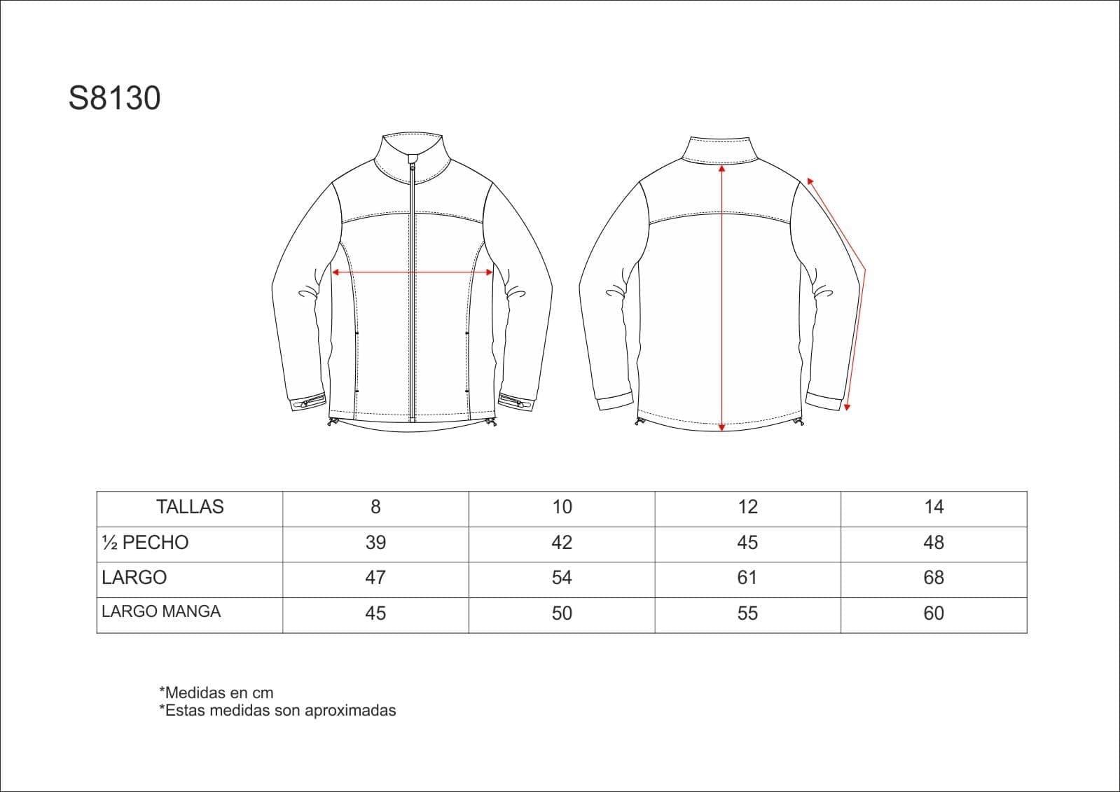 S8130 GUÍA DE TALLAS