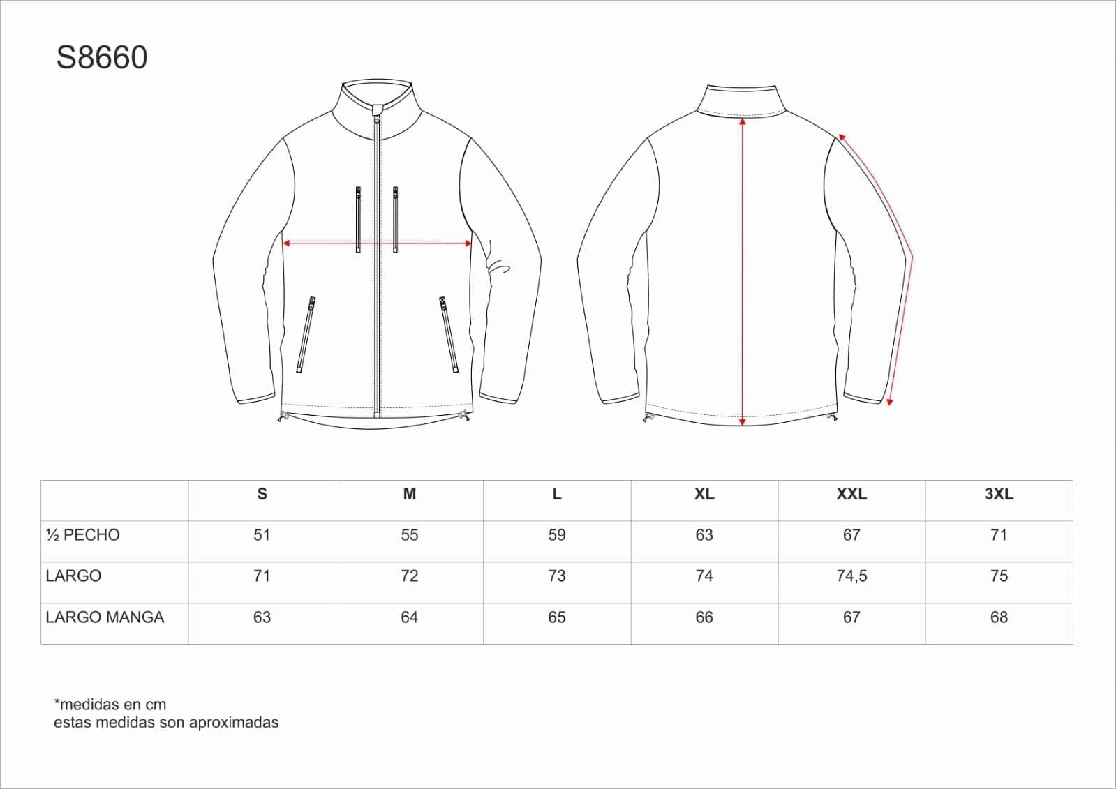 S8660 GUÍA DE TALLAS