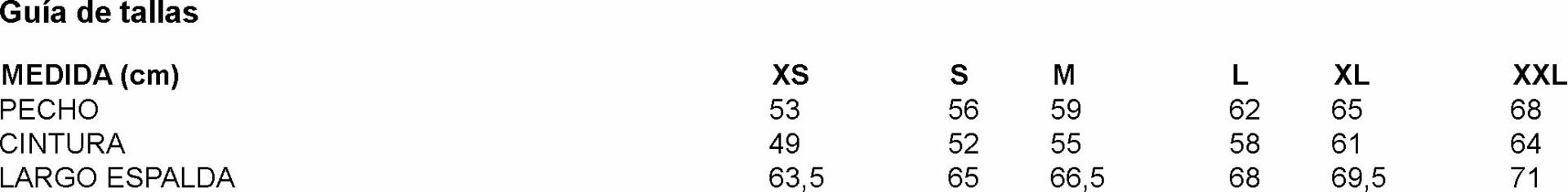 GUIA TALLA 600021 GARYS