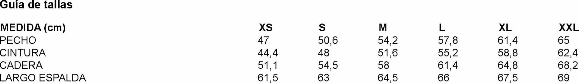 GUIA TALLA 600022 GARYS
