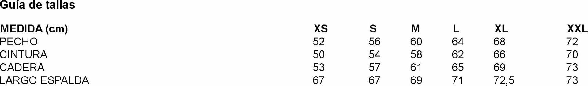 GUIA TALLA 600023 GARYS