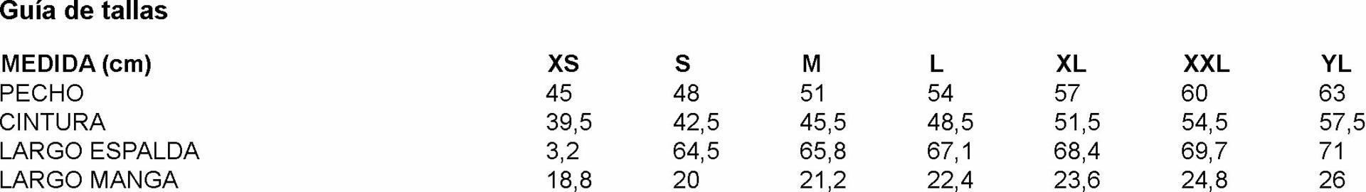 GUIA TALLA 600026 GARYS