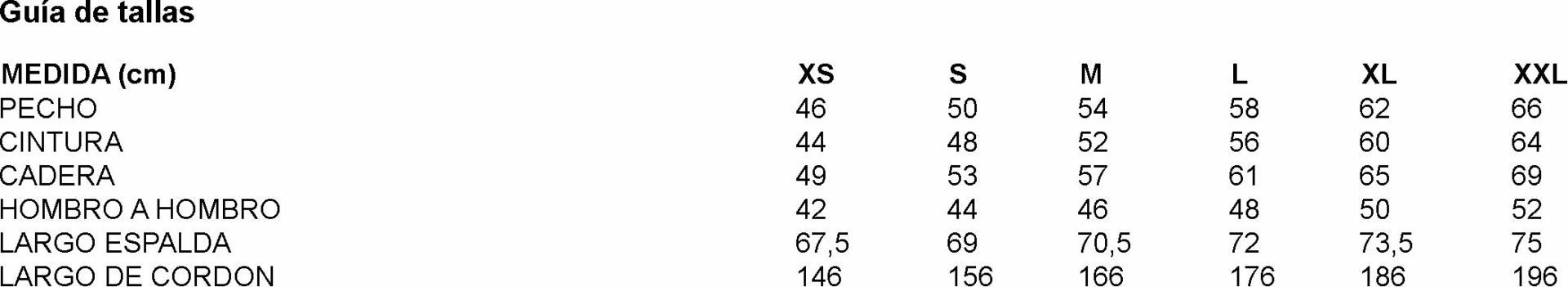 GUIA TALLA 600037 GARYS