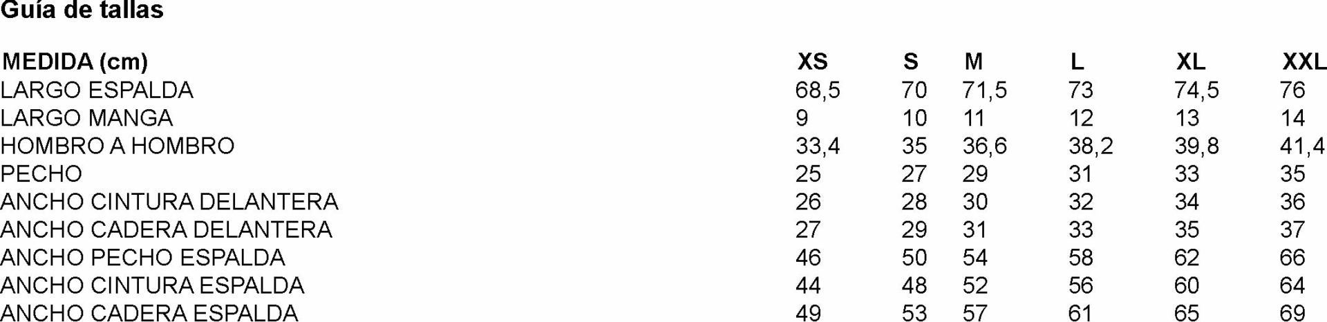 GUIA TALLA 600039 GARYS