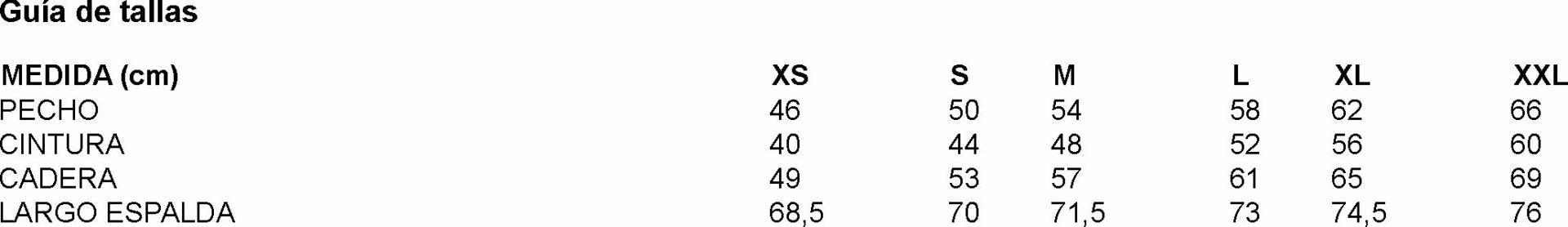 GUIA TALLA 600042 GARYS