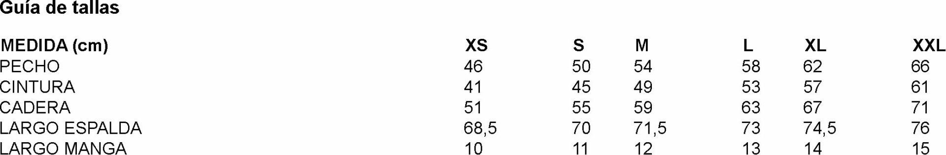 GUIA TALLA 600056 GARYS