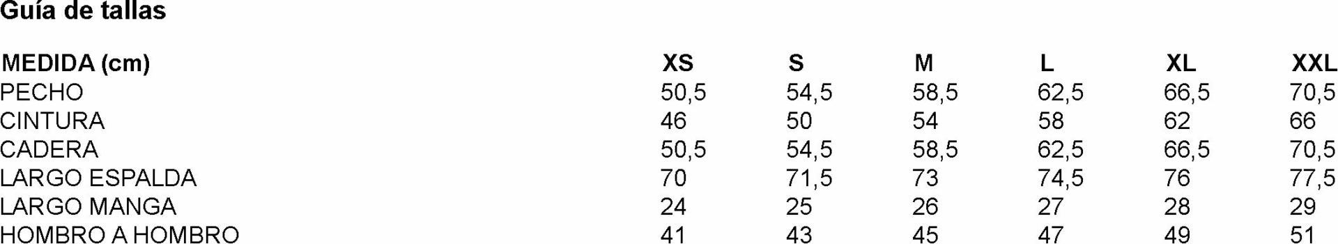 GUIA TALLA 600061 GARYS
