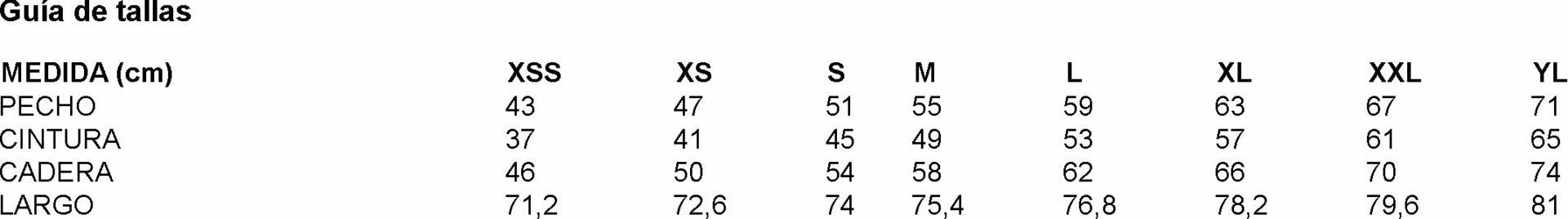 GUIA TALLA 652500 GARYS