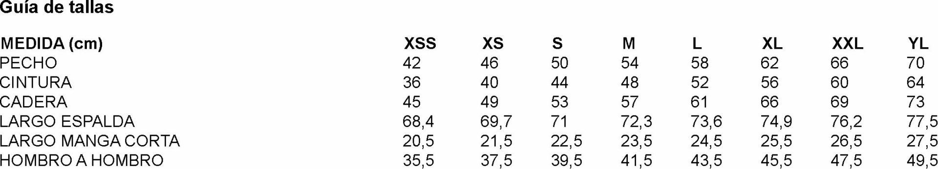 GUIA TALLA 652900 GARYS