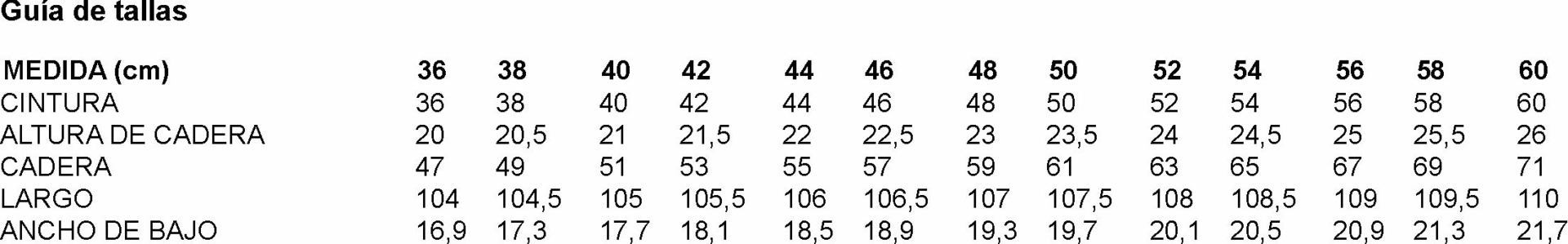 GUIA TALLA 700016 GARYS