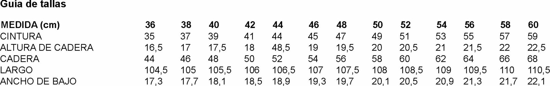 GUIA TALLA 700018 GARYS