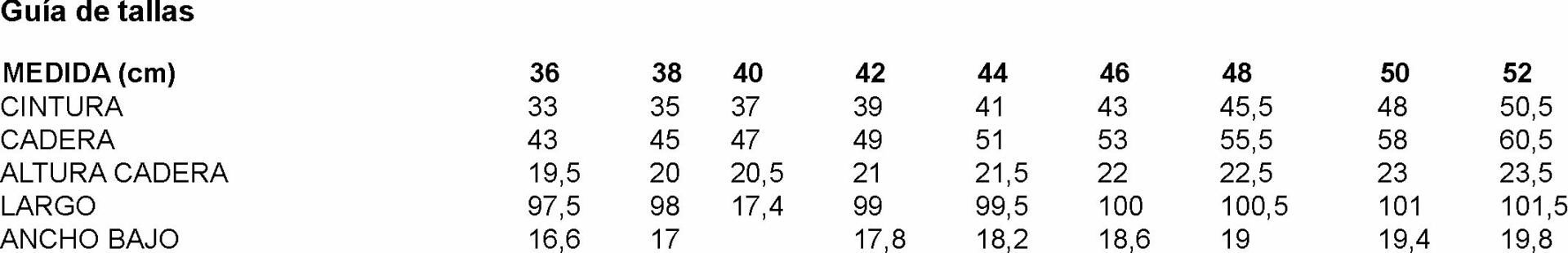 GUIA TALLA 700036 GARYS
