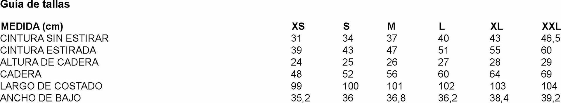 GUIA TALLA 700038 GARYS