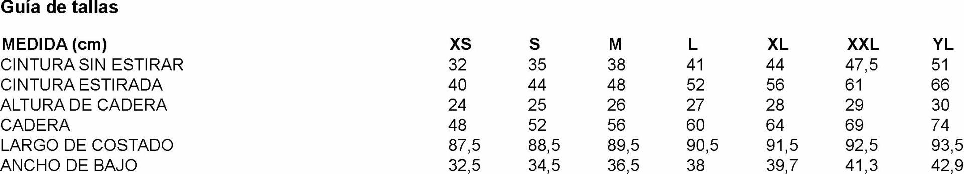 GUIA TALLA 700046 GARYS