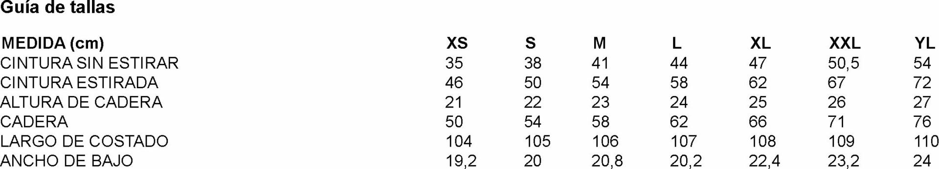 GUIA TALLA 700047 GARYS