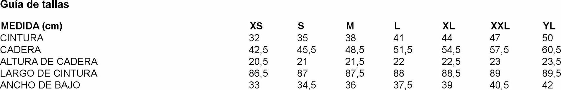 GUIA TALLA 700048 GARYS