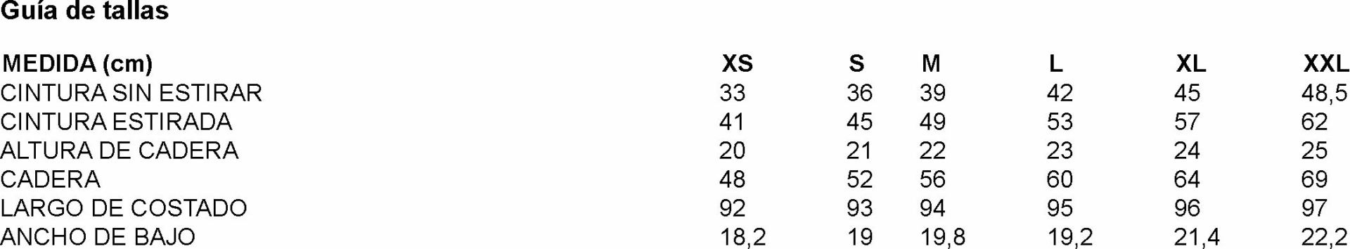 GUIA TALLA 700049 GARYS