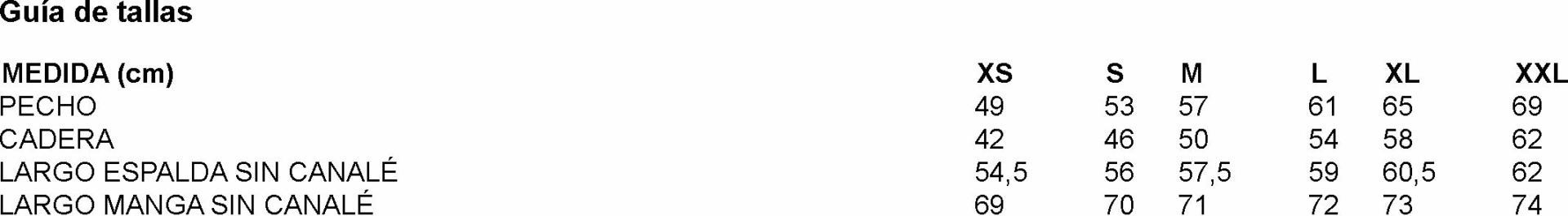 GUIA TALLA 800041 GARYS