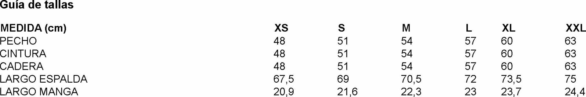 GUIA TALLA 850005 GARYS