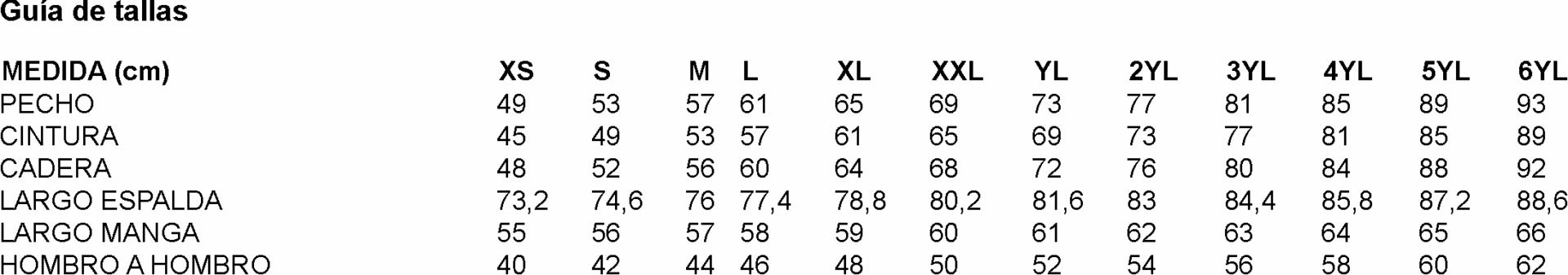 GUIA TALLA 930002 GARYS
