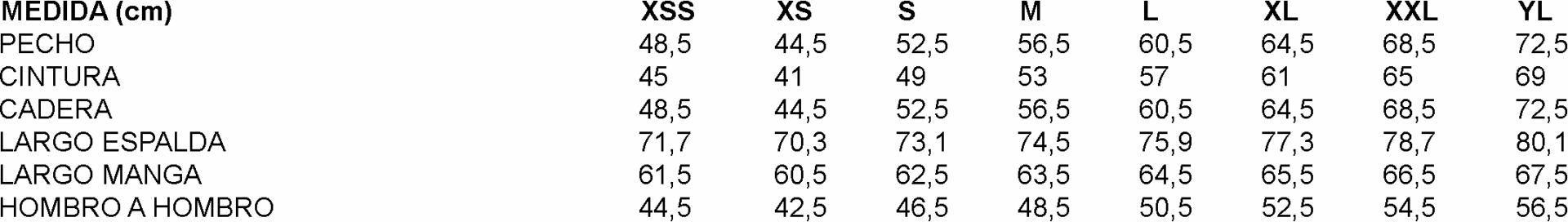 GUIA TALLA 930007 GARYS