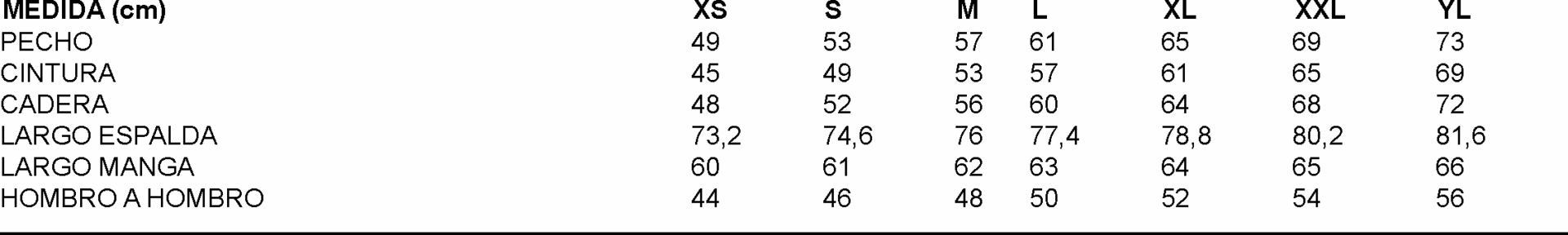 GUIA TALLA 930013 GARYS