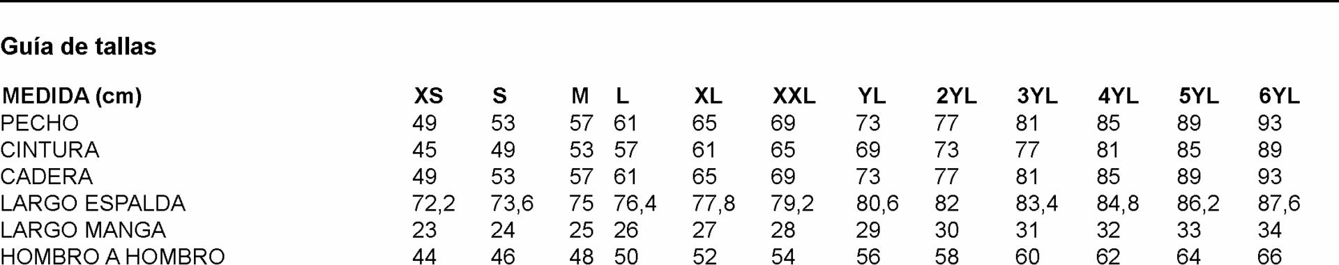 GUIA TALLA 930017 GARYS