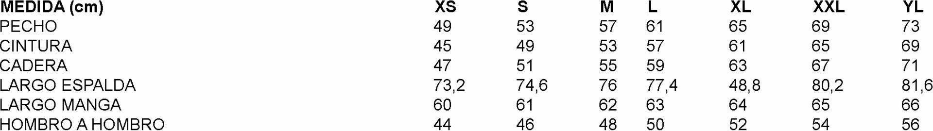 GUIA TALLA 930018 GARYS