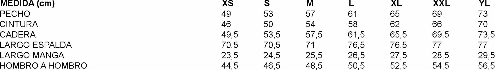 GUIA TALLA 930024 GARYS