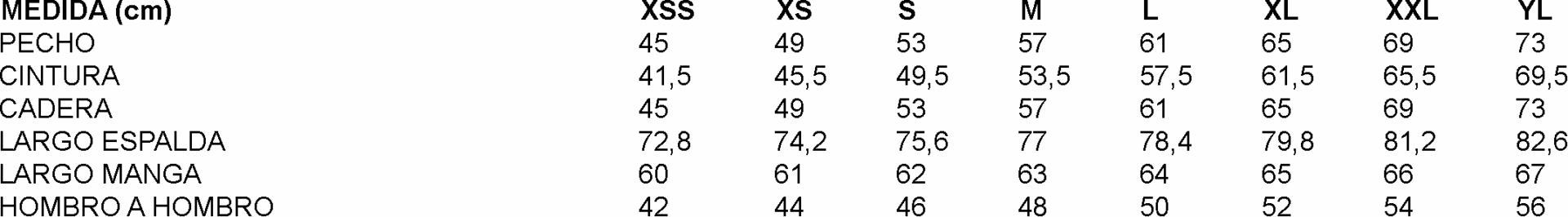 GUIA TALLA 930026 GARYS