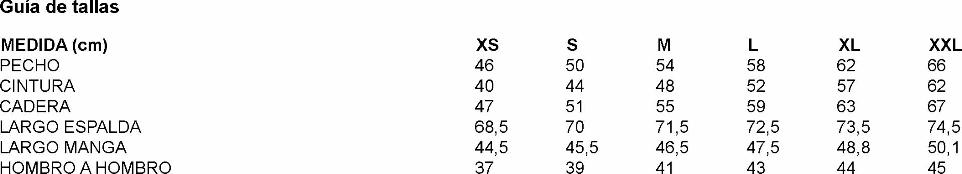 GUIA TALLA 9334 GARYS