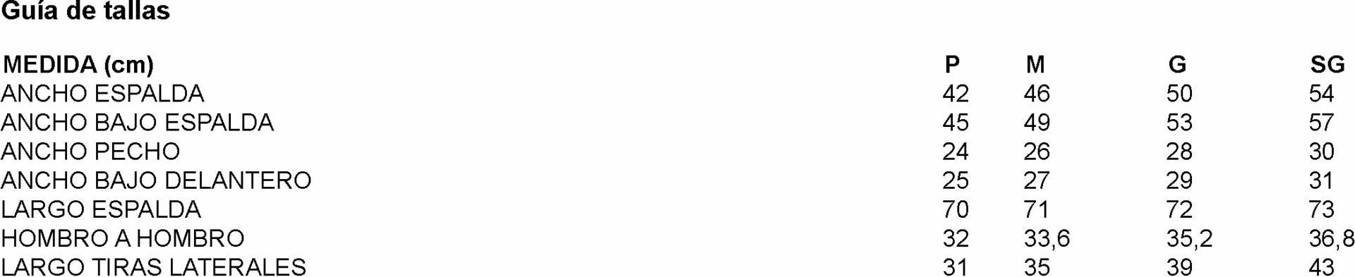 GUIA TALLA 950011 GARYS