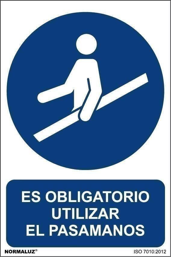 Señal "Es obligatorio utilizar el pasamanos" Normaluz
