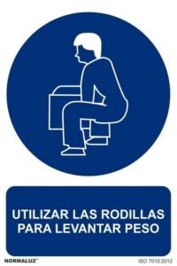 Señal "Obligatorio utilizar las rodillas para levantar peso" Normaluz Señal "Obligatorio utilizar las rodillas para levantar peso" Normaluz