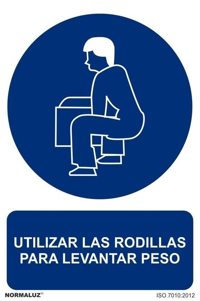 Señal "Obligatorio utilizar las rodillas para levantar peso" Normaluz