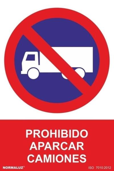 Señal "Prohibido aparcar camiones" Normaluz