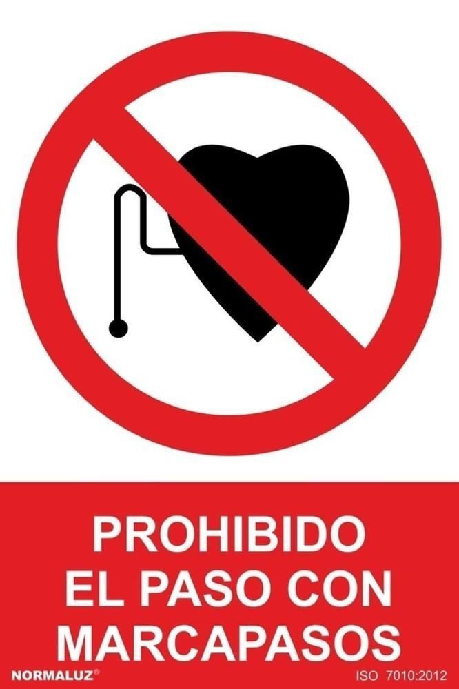 Señal "Prohibido el paso con marcapasos" Normaluz