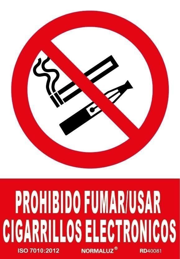 Señal "Prohibido fumar/usar cigarrillos electrónicos" Normaluz