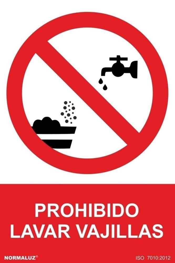 Señal "Prohibido lavar vajillas" Normaluz