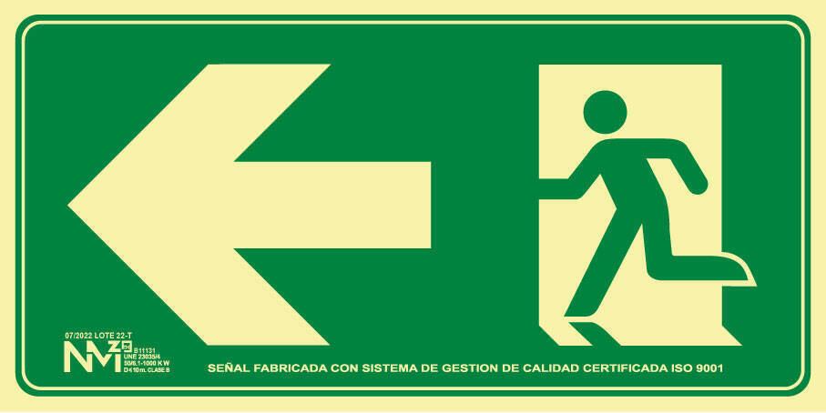 Señal "evacuación flecha izquierda persona" Normaluz