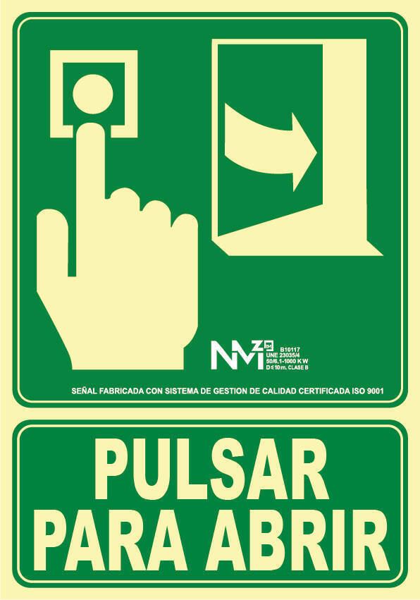 Señal "pulsar para abrir" Normaluz