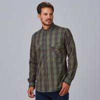 Camisa de Cuadros Gary's para Hombre Augusto 260032 Distinción verde caqui