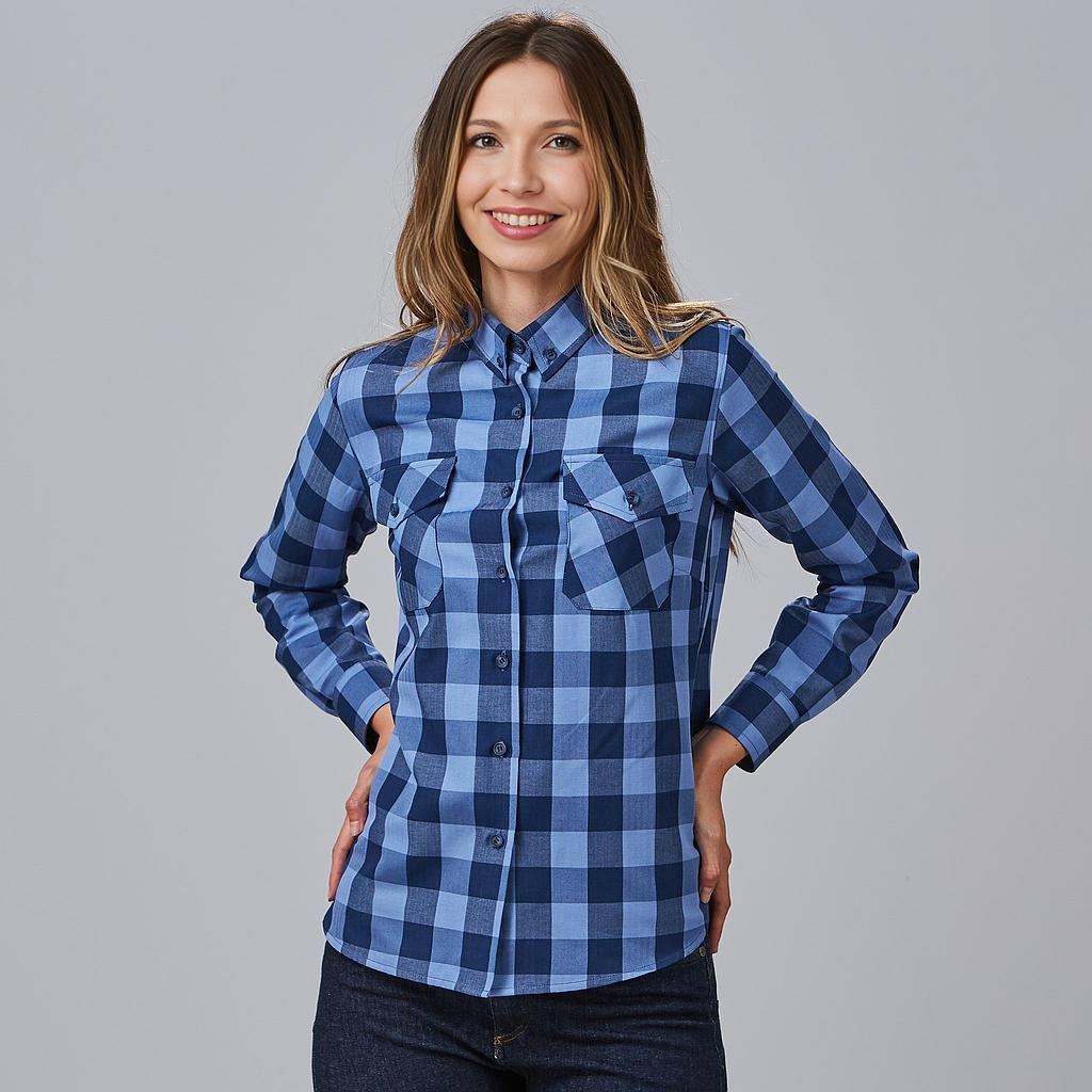Camisa de Cuadros Gary's para Mujer Alice 240029 Distinción celeste-marino