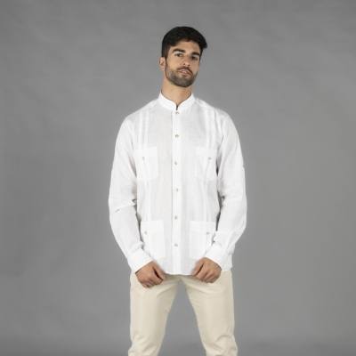 Camisa de Lino Cuello Mao Hombre Gary's Borneo 210003 Distinción blanco