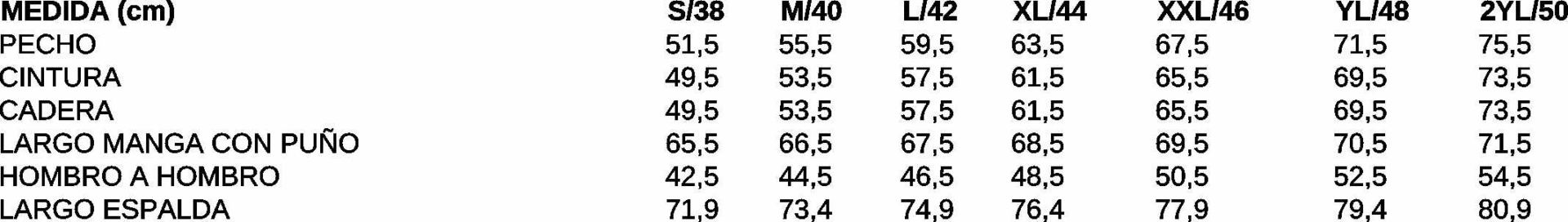GUIA TALLA 210003 GARYS DISTINCIÓN