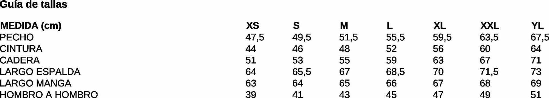 GUIA TALLA 210013 GARYS DISTINCIÓN