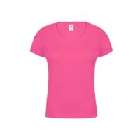 Camiseta MC Mujer Fruit of The Loom Iconic V-Neck 132719 Distinción fucsia