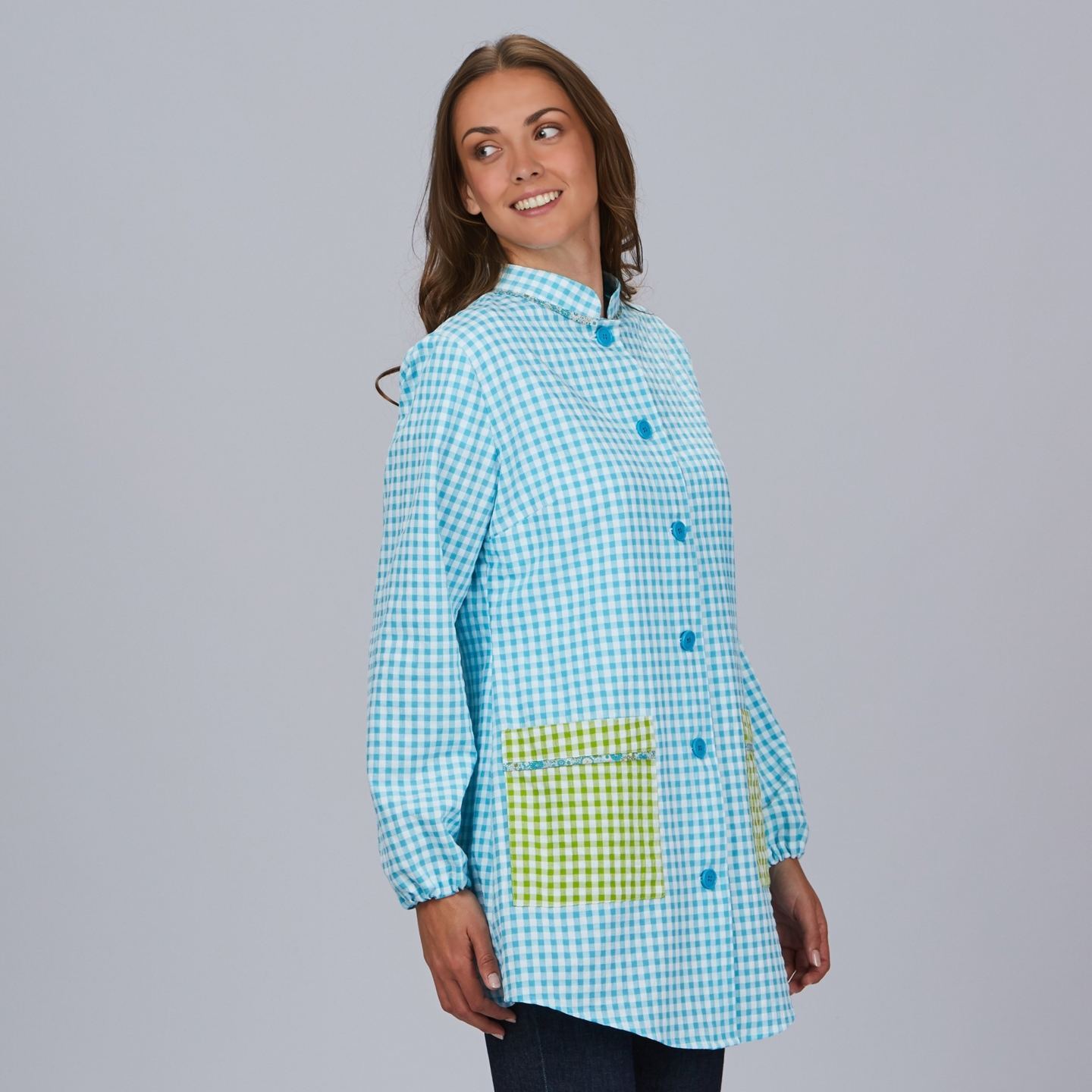 Bata de Cuadros ML Mujer Garys Aquarium 500024 Distinción lateral