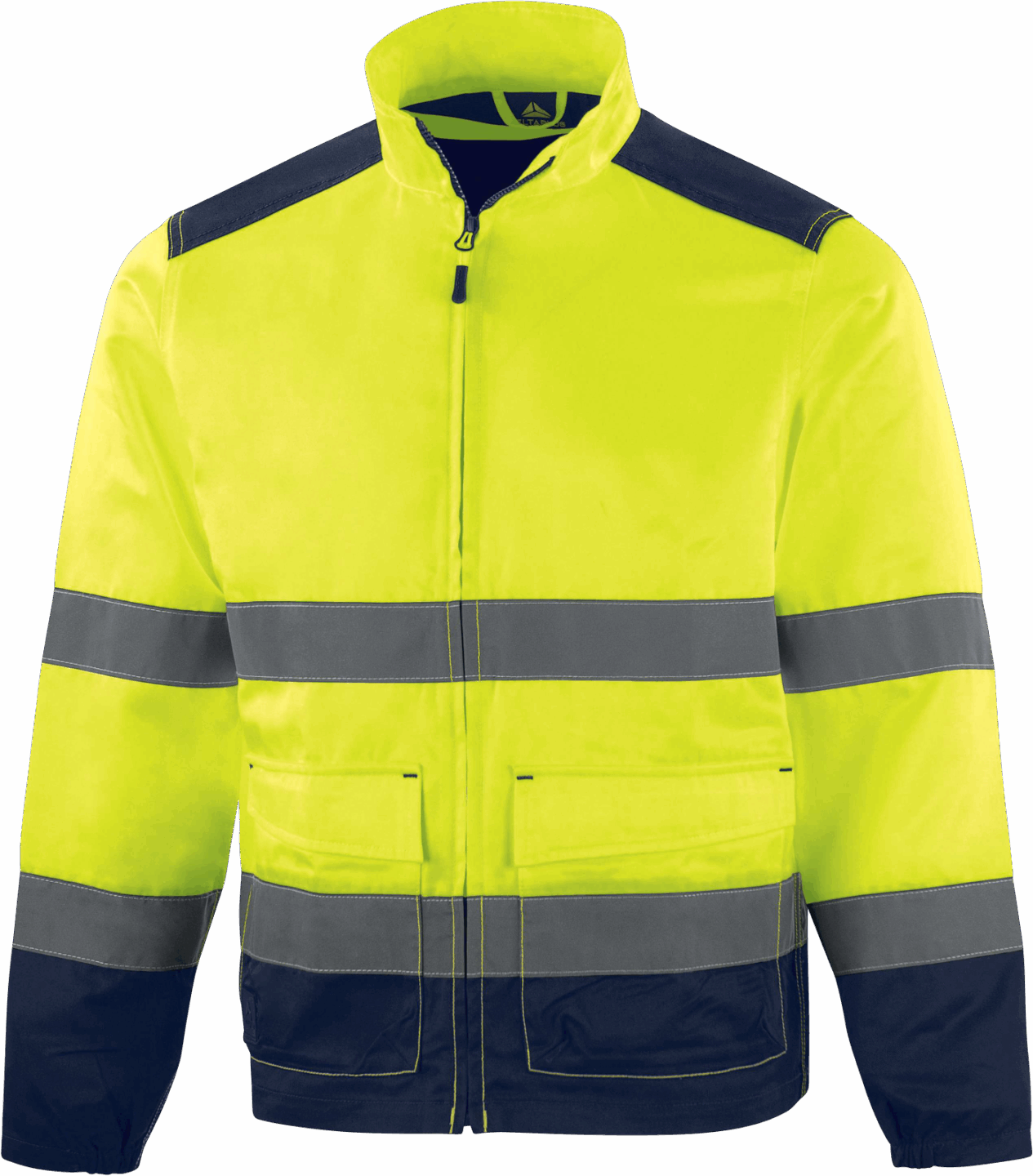 Chaqueta Multibolsillos de Alta Visibilidad Delta Plus M1VE2HV Distinción amarillo-marino