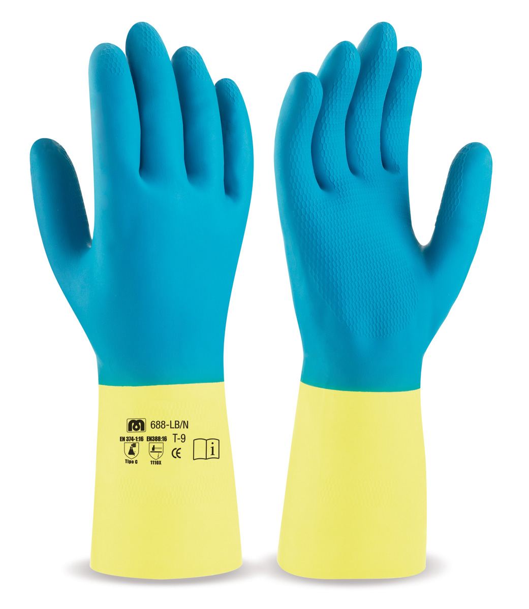 Guantes Bicolor de Látex Neopreno Marca 688LBNSIN